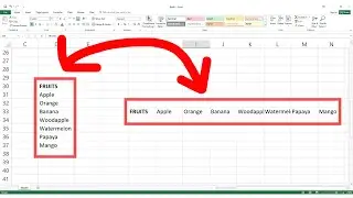 Convert Column to Row in Excel