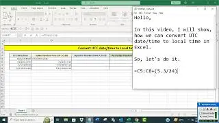 Convert UTC date/time to local time in Excel