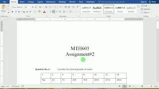 MTH603 Assignment no 2 solution fall 2019