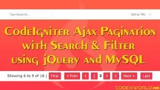 Ajax Pagination with Search and Filter in CodeIgniter
