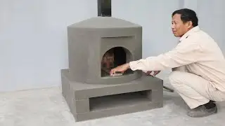 Pizza oven made of red brick and cement