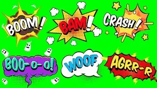 Comic text green screen | non copyright | Free green screen | Tech Library | 