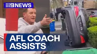 AFL coach performs citizen's arrest after a daylight crash | 9 News Australia