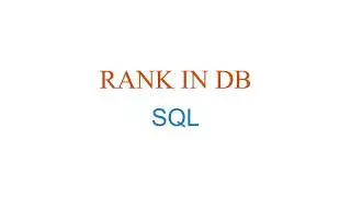 Rank in SQL