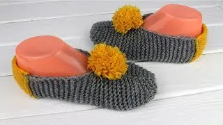 Как связать ПРОСТЫЕ ТАПОЧКИ за один вечер. Простые носочки спицами