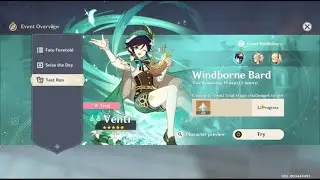 Event: Character Trial Test Run Venti, Windborne Bard - Genshin Impact