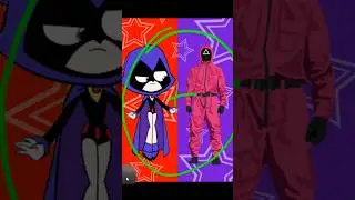 Teen Titans GO Raven mixing with Squid Game transforms 