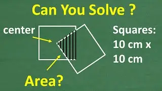 The corner of a square is in the center of the second square. What’s the area of the shaded region?