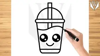 How to draw Cute Cup Drink Step by step Tutorial | Free Download Coloring Page