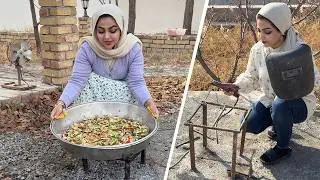 Do you know you can make pizza without oven?|village girl make stove in iran village|rural life iran