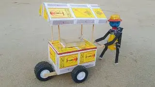 How To Make an Ice-Cream Matchbox Rickshaw with Robot at Home | DIY Matchbox Ice-Cream Trolley