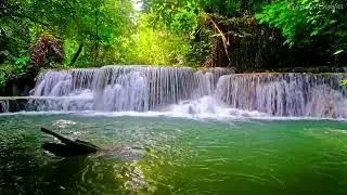 4k UHD Beautiful Kanjanaburi Waterfalls. Flowing Water, Waterfall Sounds, White Noise for Sleeping.