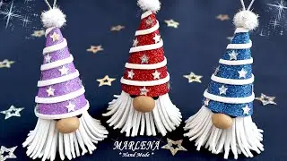 🧙 Funny gnomes from glitter foamiran. Original decorations for the tree 🎄