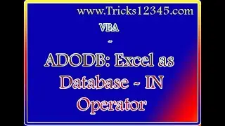 VBA ADODB Connection Excel As Database In Operator