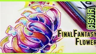 Final Fantasy Flower Watercolor and colour pencil ASMR Sleep relax or listen