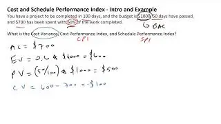 Cost Performance Index and Schedule Performance Index - CPI and SPI Example