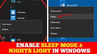 How To Enable Sleep Option In Windows | Enable Sleep Mode & Night Light In Windows 10