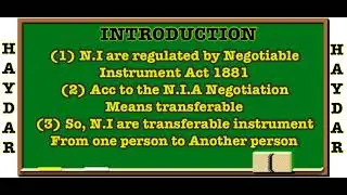 Introduction To Negotiable Instrument Act 1881