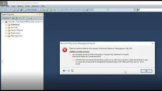 Failed to retrieve data for this request. (Microsoft.SqlServer.Manag....)حل مشكلة فتح قاعدة بيانات