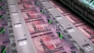 Uganda Shilling money banknotes printing seamless loop / Videohive, Motion graphics, Backgrounds