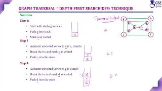 Depth First Search Example 1 | Decrease & Conquer Tech. | L 117 | Design & Analysis of Algorithm