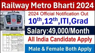 Railway Metro Bharti 2024|Railway Metro Vacancy 2024|Govt Jobs Nov 2024 |Sarkari Today News Official