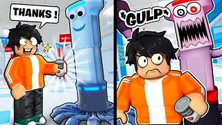 Escaping SECRET Killer ROBOT in Shopping Mall in Roblox !!!