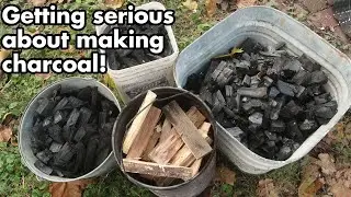 Making large amounts of homemade high quality charcoal, and burning up the logs in my yard.