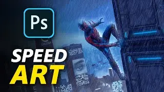 How to create Heavy Rain Effect in Photoshop | Spider-Man 2099 Cyberpunk Speed Art