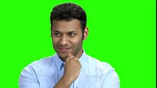 Man thinking and green screen in the background - Chroma Key - No Copyright