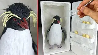 How to make a Penguin(rockhopper) in the Refrigerator Diorama | Polymer clay