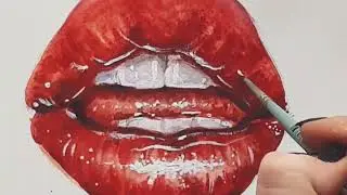Рисуем сочные губы акварелью/Watercolor lips speedpaint