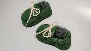 Стильные пинетки мокасины крючком/ подошва 11 см/ crochet / knitting