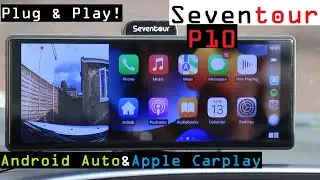Seventour P10 - Plug & Play Upgrade to Apple Carplay & Android Auto with Built in Dash Cams!