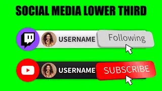 Social Media Lower Third Animation For Your Videos - GREEN SCREEN