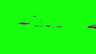 Green Screen | Chroma Key |  loop of alien spaceships flying in formation for futuristi | 4K | HD