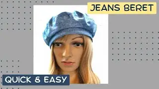 How to sew a beret out of old jeans quickly and easily  (English subtitles)