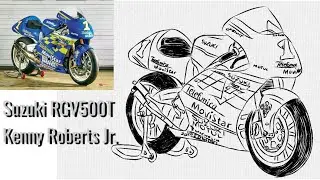 Menggambar Motor MotoGP Suzuki RGV 500 Kenny Roberts Jr.