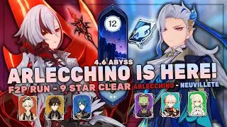 4.6 ARLECCHINO ABYSS! - C0 NEUVIELLETE & C0 ARLECCHINO - 9 STAR CLEAR | Genshin Impact