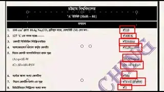 Chemistry Shift A and B Question Solve !! CU A unit Question solve !! CU Admission ! Ctg University