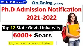 PhD Admission 2021 in 12 State University with 6000 Seats | State University PhD Admission Notice