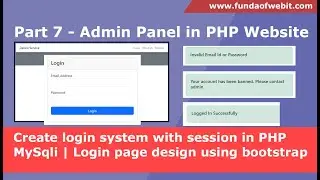 Part 7 - How to create login system with session in PHP MySqli | Login page design using bootstrap