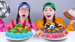 M&M’s Cake vs Fruits Cake Ice Cream Challenge 아이스크림 케이크 챌린지 DONA 도나