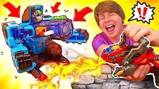 Новая гиперпушка Мекард Бол! Игрушки трансформеры штурмуют крепость. Игры для мальчиков.