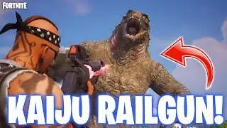 Hit Godzilla using a Quad Launcher or Rail Gun | Fortnite