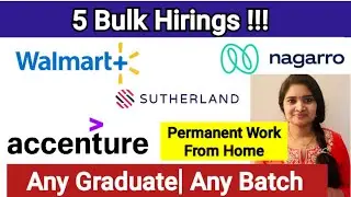 Sutherland Bulk Hiring| Accenture Hiring Any Graduate| Naggaro Permanent work from home jobs