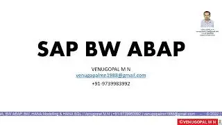 LIVE Session: iLearnSAPwithVENU - Shadab Sanjay-1. Introduction to SAP BI/BW ABAP | VENUGOPAL M N