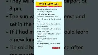 Will And Would Sentences | Daily Use Conversation 