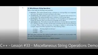 C++ - Lesson #33 - Miscellaneous String Operations Demo