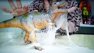 Динозавр Рекс и Настя распаковывают слаймы с алиекспресс Slime dinosaur